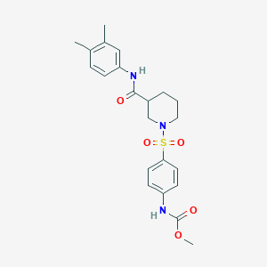 molecular formula C22H27N3O5S B2865928 Methyl (4-((3-((3,4-dimethylphenyl)carbamoyl)piperidin-1-yl)sulfonyl)phenyl)carbamate CAS No. 326616-91-5