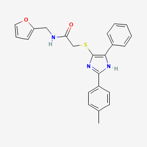 molecular formula C23H21N3O2S B2865972 N-(2-furylmethyl)-2-{[2-(4-methylphenyl)-5-phenyl-1H-imidazol-4-yl]thio}acetamide CAS No. 901233-07-6