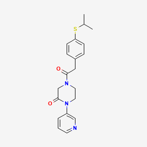 molecular formula C20H23N3O2S B2865976 4-{2-[4-(Propan-2-ylsulfanyl)phenyl]acetyl}-1-(pyridin-3-yl)piperazin-2-one CAS No. 2097865-25-1