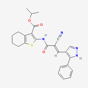 molecular formula C25H24N4O3S B2865987 (E)-isopropyl 2-(2-cyano-3-(3-phenyl-1H-pyrazol-4-yl)acrylamido)-4,5,6,7-tetrahydrobenzo[b]thiophene-3-carboxylate CAS No. 1010862-34-6