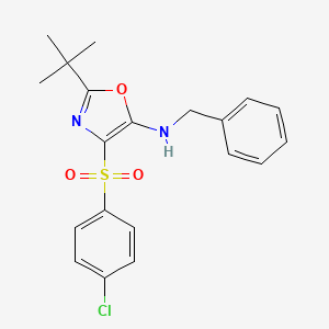 molecular formula C20H21ClN2O3S B2865988 N-benzyl-2-tert-butyl-4-[(4-chlorophenyl)sulfonyl]-1,3-oxazol-5-amine CAS No. 620559-67-3