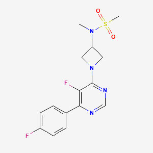 molecular formula C15H16F2N4O2S B2865993 N-{1-[5-fluoro-6-(4-fluorophenyl)pyrimidin-4-yl]azetidin-3-yl}-N-methylmethanesulfonamide CAS No. 2380080-97-5