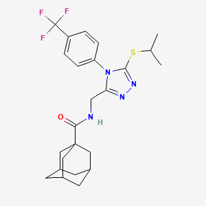 molecular formula C24H29F3N4OS B2866005 N-{[5-(propan-2-ylsulfanyl)-4-[4-(trifluoromethyl)phenyl]-4H-1,2,4-triazol-3-yl]methyl}adamantane-1-carboxamide CAS No. 477302-58-2