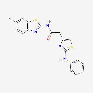 molecular formula C19H16N4OS2 B2866047 N-(6-methylbenzo[d]thiazol-2-yl)-2-(2-(phenylamino)thiazol-4-yl)acetamide CAS No. 1172422-05-7
