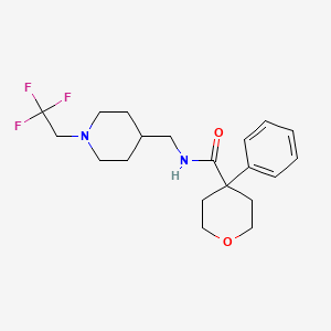 molecular formula C20H27F3N2O2 B2866101 4-phenyl-N-{[1-(2,2,2-trifluoroethyl)piperidin-4-yl]methyl}oxane-4-carboxamide CAS No. 2320222-38-4