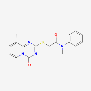 molecular formula C17H16N4O2S B2866107 N-methyl-2-({9-methyl-4-oxo-4H-pyrido[1,2-a][1,3,5]triazin-2-yl}sulfanyl)-N-phenylacetamide CAS No. 896346-40-0