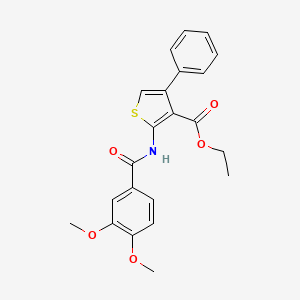 molecular formula C22H21NO5S B2866119 Ethyl 2-(3,4-dimethoxybenzamido)-4-phenylthiophene-3-carboxylate CAS No. 304685-72-1