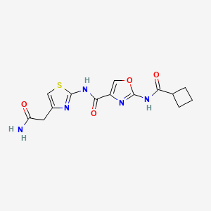 molecular formula C14H15N5O4S B2866129 N-(4-(2-amino-2-oxoethyl)thiazol-2-yl)-2-(cyclobutanecarboxamido)oxazole-4-carboxamide CAS No. 1396855-63-2