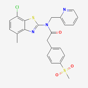 molecular formula C23H20ClN3O3S2 B2866196 N-(7-chloro-4-methyl-1,3-benzothiazol-2-yl)-2-(4-methanesulfonylphenyl)-N-[(pyridin-2-yl)methyl]acetamide CAS No. 919756-40-4