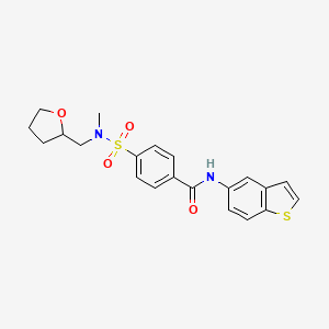 molecular formula C21H22N2O4S2 B2866197 N-(1-benzothiophen-5-yl)-4-{methyl[(oxolan-2-yl)methyl]sulfamoyl}benzamide CAS No. 892854-15-8