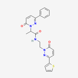molecular formula C23H21N5O3S B2866223 N-(2-(6-oxo-3-(thiophen-2-yl)pyridazin-1(6H)-yl)ethyl)-2-(6-oxo-3-phenylpyridazin-1(6H)-yl)propanamide CAS No. 1219906-34-9