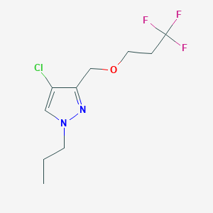 molecular formula C10H14ClF3N2O B2866233 4-chloro-1-propyl-3-[(3,3,3-trifluoropropoxy)methyl]-1H-pyrazole CAS No. 1855949-11-9