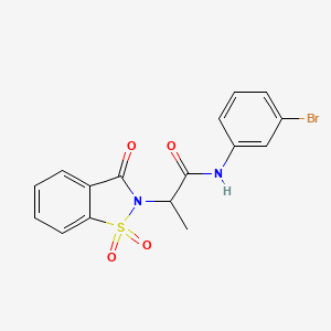 molecular formula C16H13BrN2O4S B2866257 N-(3-bromophenyl)-2-(1,1,3-trioxo-2,3-dihydro-1lambda6,2-benzothiazol-2-yl)propanamide CAS No. 899996-59-9