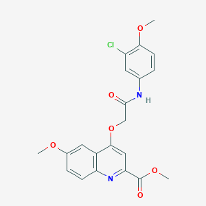 molecular formula C21H19ClN2O6 B2866266 Methyl 4-{[(3-chloro-4-methoxyphenyl)carbamoyl]methoxy}-6-methoxyquinoline-2-carboxylate CAS No. 1359504-23-6