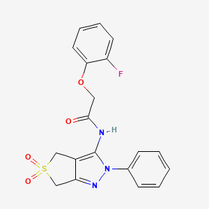 molecular formula C19H16FN3O4S B2866275 N-{5,5-dioxo-2-phenyl-2H,4H,6H-5lambda6-thieno[3,4-c]pyrazol-3-yl}-2-(2-fluorophenoxy)acetamide CAS No. 893927-14-5