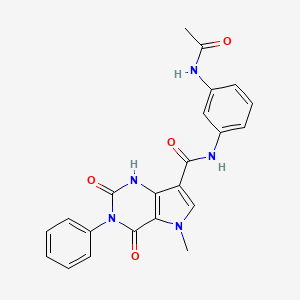 molecular formula C22H19N5O4 B2866318 N-(3-acetamidophenyl)-5-methyl-2,4-dioxo-3-phenyl-1H,2H,3H,4H,5H-pyrrolo[3,2-d]pyrimidine-7-carboxamide CAS No. 921573-75-3