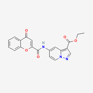 molecular formula C20H15N3O5 B2866355 ethyl 5-(4-oxo-4H-chromene-2-amido)pyrazolo[1,5-a]pyridine-3-carboxylate CAS No. 1396868-19-1
