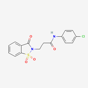 molecular formula C16H13ClN2O4S B2866360 N-(4-chlorophenyl)-3-(1,1,3-trioxo-1,2-benzothiazol-2-yl)propanamide CAS No. 663169-10-6