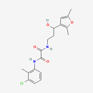 molecular formula C18H21ClN2O4 B2866419 N1-(3-chloro-2-methylphenyl)-N2-(3-(2,5-dimethylfuran-3-yl)-3-hydroxypropyl)oxalamide CAS No. 1421483-89-7