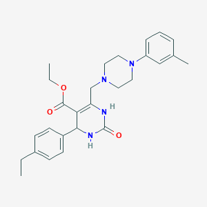 molecular formula C27H34N4O3 B2866432 Ethyl 4-(4-ethylphenyl)-6-{[4-(3-methylphenyl)piperazin-1-yl]methyl}-2-oxo-1,2,3,4-tetrahydropyrimidine-5-carboxylate CAS No. 1261019-92-4