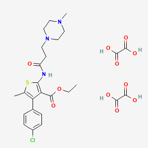 molecular formula C26H32ClN3O11S B2866433 Ethyl 4-(4-chlorophenyl)-5-methyl-2-(3-(4-methylpiperazin-1-yl)propanamido)thiophene-3-carboxylate dioxalate CAS No. 1351646-95-1