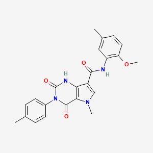 molecular formula C23H22N4O4 B2866441 N-(2-methoxy-5-methylphenyl)-5-methyl-3-(4-methylphenyl)-2,4-dioxo-1H,2H,3H,4H,5H-pyrrolo[3,2-d]pyrimidine-7-carboxamide CAS No. 921853-94-3