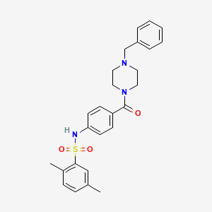 molecular formula C26H29N3O3S B2866469 N-[4-(4-benzylpiperazine-1-carbonyl)phenyl]-2,5-dimethylbenzene-1-sulfonamide CAS No. 690643-80-2