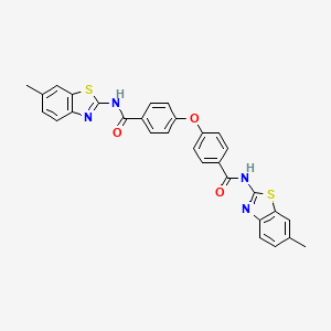 molecular formula C30H22N4O3S2 B2866479 N-(6-methyl-1,3-benzothiazol-2-yl)-4-{4-[(6-methyl-1,3-benzothiazol-2-yl)carbamoyl]phenoxy}benzamide CAS No. 476210-69-2