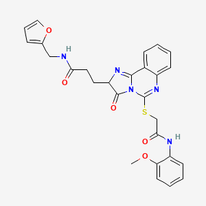 molecular formula C27H25N5O5S B2866510 N-[(furan-2-yl)methyl]-3-[5-({[(2-methoxyphenyl)carbamoyl]methyl}sulfanyl)-3-oxo-2H,3H-imidazo[1,2-c]quinazolin-2-yl]propanamide CAS No. 1037167-91-1