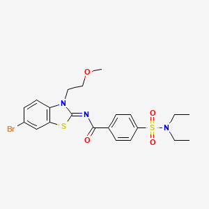 molecular formula C21H24BrN3O4S2 B2866522 N-[(2Z)-6-bromo-3-(2-methoxyethyl)-2,3-dihydro-1,3-benzothiazol-2-ylidene]-4-(diethylsulfamoyl)benzamide CAS No. 864975-84-8