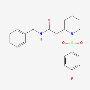 molecular formula C20H23FN2O3S B2866555 N-benzyl-2-[1-(4-fluorobenzenesulfonyl)piperidin-2-yl]acetamide CAS No. 1021041-23-5
