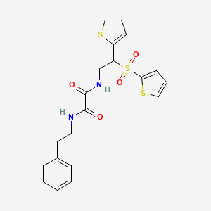 molecular formula C20H20N2O4S3 B2866570 N'-(2-phenylethyl)-N-[2-(thiophen-2-yl)-2-(thiophene-2-sulfonyl)ethyl]ethanediamide CAS No. 896338-52-6