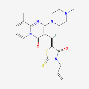 molecular formula C21H23N5O2S2 B2866601 (Z)-3-allyl-5-((9-methyl-2-(4-methylpiperazin-1-yl)-4-oxo-4H-pyrido[1,2-a]pyrimidin-3-yl)methylene)-2-thioxothiazolidin-4-one CAS No. 374613-58-8
