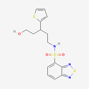 molecular formula C15H17N3O3S3 B2866602 N-(5-hydroxy-3-(thiophen-2-yl)pentyl)benzo[c][1,2,5]thiadiazole-4-sulfonamide CAS No. 2034302-70-8