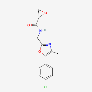 molecular formula C14H13ClN2O3 B2866637 N-[[5-(4-Chlorophenyl)-4-methyl-1,3-oxazol-2-yl]methyl]oxirane-2-carboxamide CAS No. 2411242-27-6