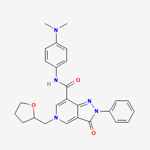 molecular formula C26H27N5O3 B2866648 N-[4-(dimethylamino)phenyl]-3-oxo-5-[(oxolan-2-yl)methyl]-2-phenyl-2H,3H,5H-pyrazolo[4,3-c]pyridine-7-carboxamide CAS No. 923250-88-8
