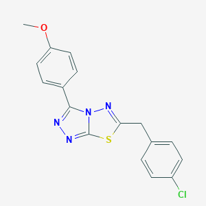 molecular formula C17H13ClN4OS B286665 6-[(4-Chlorophenyl)methyl]-3-(4-methoxyphenyl)-[1,2,4]triazolo[3,4-b][1,3,4]thiadiazole 