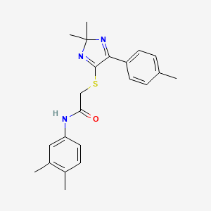 molecular formula C22H25N3OS B2866693 2-{[2,2-dimethyl-5-(4-methylphenyl)-2H-imidazol-4-yl]sulfanyl}-N-(3,4-dimethylphenyl)acetamide CAS No. 899914-41-1