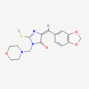 molecular formula C17H19N3O4S B2866727 (4E)-4-[(2H-1,3-benzodioxol-5-yl)methylidene]-2-(methylsulfanyl)-1-[(morpholin-4-yl)methyl]-4,5-dihydro-1H-imidazol-5-one CAS No. 865659-82-1