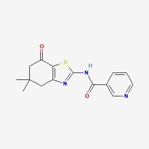 molecular formula C15H15N3O2S B2866743 N-(5,5-dimethyl-7-oxo-4,5,6,7-tetrahydro-1,3-benzothiazol-2-yl)pyridine-3-carboxamide CAS No. 518017-59-9