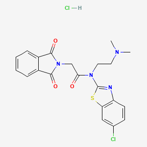 molecular formula C21H20Cl2N4O3S B2866760 N-(6-chloro-1,3-benzothiazol-2-yl)-N-[2-(dimethylamino)ethyl]-2-(1,3-dioxo-2,3-dihydro-1H-isoindol-2-yl)acetamide hydrochloride CAS No. 1215529-76-2