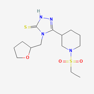 molecular formula C14H24N4O3S2 B2866762 5-(1-(Ethylsulfonyl)piperidin-3-yl)-4-((tetrahydrofuran-2-yl)methyl)-4H-1,2,4-triazole-3-thiol CAS No. 932918-86-0
