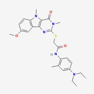molecular formula C26H31N5O3S B2866834 N-[4-(diethylamino)-2-methylphenyl]-2-({8-methoxy-3,5-dimethyl-4-oxo-3H,4H,5H-pyrimido[5,4-b]indol-2-yl}sulfanyl)acetamide CAS No. 1112375-07-1
