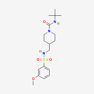 molecular formula C18H29N3O4S B2866850 N-tert-butyl-4-[(3-methoxybenzenesulfonamido)methyl]piperidine-1-carboxamide CAS No. 1235013-11-2