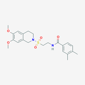 molecular formula C22H28N2O5S B2866912 N-(2-((6,7-dimethoxy-3,4-dihydroisoquinolin-2(1H)-yl)sulfonyl)ethyl)-3,4-dimethylbenzamide CAS No. 922014-34-4