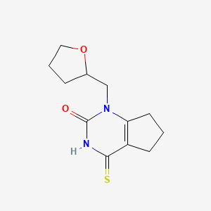 molecular formula C12H16N2O2S B2866943 1-[(oxolan-2-yl)methyl]-4-sulfanylidene-1H,2H,3H,4H,5H,6H,7H-cyclopenta[d]pyrimidin-2-one CAS No. 912891-83-9