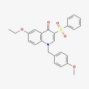 molecular formula C25H23NO5S B2866977 3-(benzenesulfonyl)-6-ethoxy-1-[(4-methoxyphenyl)methyl]-1,4-dihydroquinolin-4-one CAS No. 866726-27-4