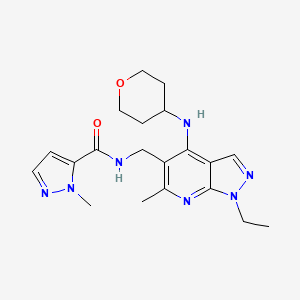 molecular formula C20H27N7O2 B2866983 N-{[(4Z)-1-ethyl-6-methyl-4-[(oxan-4-yl)imino]-1H,2H,4H-pyrazolo[3,4-b]pyridin-5-yl]methyl}-1-methyl-1H-pyrazole-5-carboxamide CAS No. 2229643-38-1