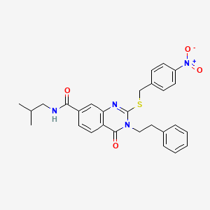 N-isobutyl-2-((4-nitrobenzyl)thio)-4-oxo-3-phenethyl-3,4-dihydroquinazoline-7-carboxamide