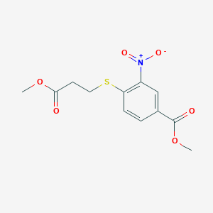 molecular formula C12H13NO6S B2867124 Methyl 4-[(3-methoxy-3-oxopropyl)thio]-3-nitrobenzoate CAS No. 300567-24-2